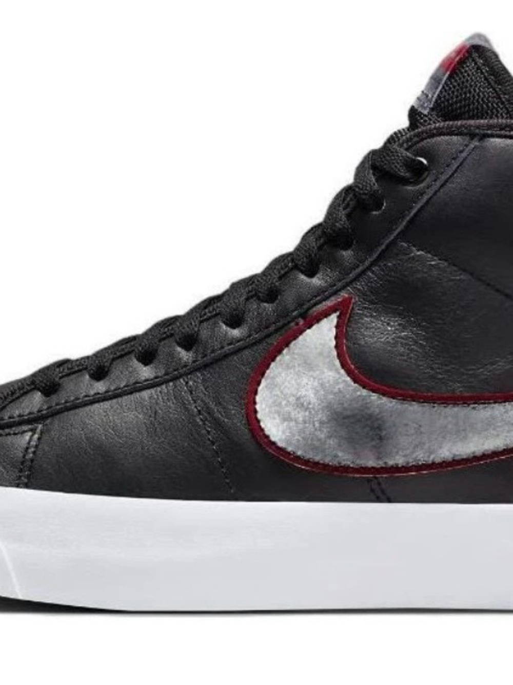 Nike Black High-Top Sneakers with Silver Swoosh and Maroon Trim